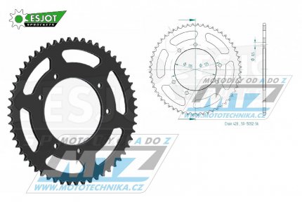 Rozeta ocelov (pevodnk) 1134-56zub ESJOT 50-15052-56 - Derbi 125 Baja+125 Cross City+125 Senda+125 Terra + Malaguti 125 X3M Motard + Peugeot 125 XPS + Rieju 125 RS3+125 SMX+ 125 Tango+125 Marathon Pro + Yamaha XT125 X+XT125R + Motor Hispania 125