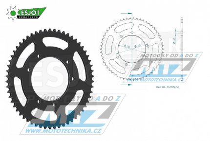 Rozeta ocelov (pevodnk) 1134-58zub ESJOT 50-15052-58 - Derbi 125 Baja+125 Cross City+125 Senda+125 Terra + Malaguti 125 X3M Motard + Peugeot 125 XPS + Rieju 125 RS3+125 SMX+ 125 Tango+125 Marathon Pro + Yamaha XT125 X+XT125R + Motor Hispania 125