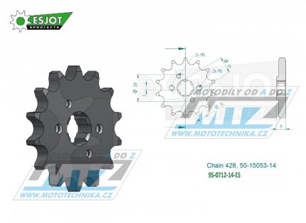 Koleko etzov (pastorek) 0712-14zub ESJOT 50-15053-14 - Aprilia 125 RS4 + 125SX+125RX+125Tuono + Derbi 125 DRD + Malaguti 125 RST+125 Monte Pro + Mondial 125 HPS+125i Enduro SMX CBS