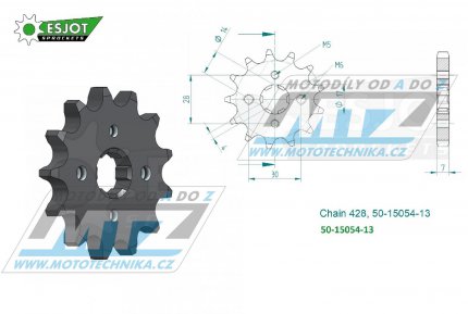 Koleko etzov (pastorek) 15054-13zub ESJOT 50-15054-13  - Kawasaki KLX125 / 10-14 + Suzuki FL125 / 07-09 + Benelli TNT125 / 17-21 + Mash 50 Fifty / 16