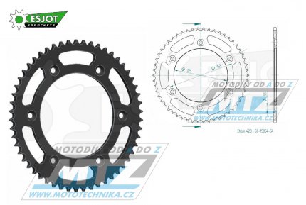 Rozeta ocelov (pevodnk) 1258-54zub ESJOT 50-15054-54 - Honda XR125L / 03-07