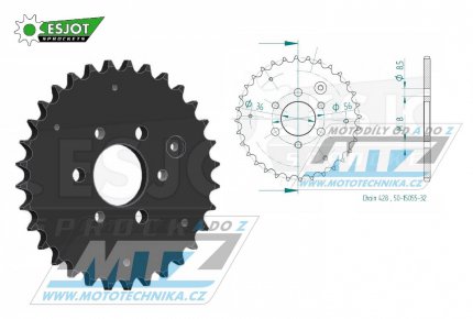 Rozeta ocelov (pevodnk) 15055-32zub ESJOT 50-15055-32 - Aeon Cobra 50+100 / 00-04 + MZ50 / 97-12 + Polaris Predator 50+Scrambler 50 / 03-09