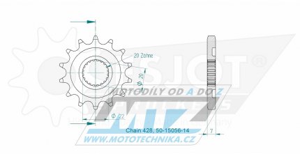 Koleko etzov (pastorek) 15056-14zub ESJOT 50-15056-14  - KRS TR125+TR125 SM + TR125X + TW125X + Generic Trigger125 / 12-14