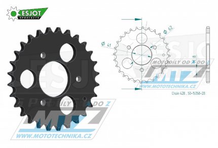 Rozeta ocelov (pevodnk) 15058-28zub ESJOT 50-15058-28 - Aeon Revo 50 / 00-04+Cobra II 50 / 07-17+Cobra 50 HI-PERF / 12-17+REVO 50 W 2WD / 04-07+REVO 50 Minikolt / 04-07+Revo 100 / 00-04+REVO 100 W / 04-10 + Buffalo-Quelle 50 Streak AC / 07-08