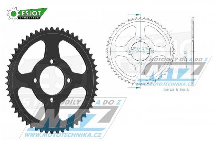 Rozeta ocelov (pevodnk) 1843-54zub ESJOT 50-15060-54 - Yamaha TTR125 / 02-04 + TT-R125 E / 05-10 + TT R125 L / 02-22