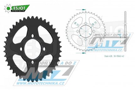 Rozeta ocelov (pevodnk) 1206-42zub ESJOT 50-15062-42 - Honda CBR125R / 04-10 + Kymco 125STR