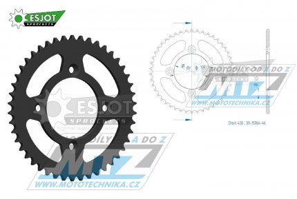 Rozeta ocelov (pevodnk) 1204-46zub ESJOT 50-15064-46 - Honda CRF125F / 14-23 + CRF100F + XR100R / 85-03 + AJP 125 PR3 / 08-15 + PR3 Enduro + PR3 Supermoto + PR3 City