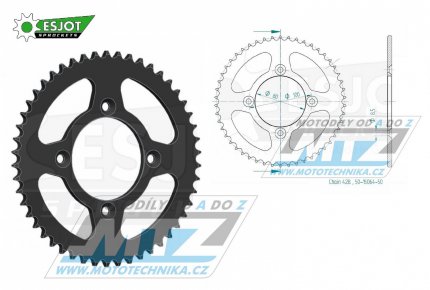 Rozeta ocelov (pevodnk) 1204-50zub ESJOT 50-15064-50 - Honda CRF125F / 14-23 + CRF100F + XR100R / 85-03 + AJP 125 PR3 / 08-15 + PR3 Enduro + PR3 Supermoto + PR3 City