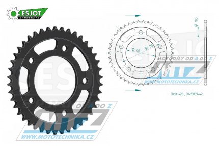 Rozeta ocelov (pevodnk) 15069-42zub ESJOT 50-15069-42 - Kymco Quannon 125 / 06-13