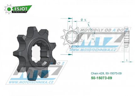 Koleko etzov (pastorek) 15073-09zub ESJOT 50-15073-09 - Sherco SY Scorpa125 / 12