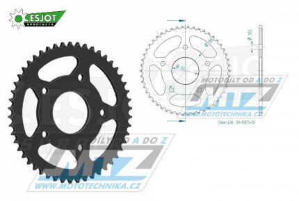 Rozeta ocelov (pevodnk) 15073-50zub ESJOT 50-15073-50 - Derbi GPR125 Nude / 04-08 + GPR125 Nude Sport / 06-08 + Hyosung XRX SM125 / 13-16