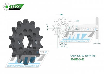 Koleko etzov (pastorek) 1425-14zub ESJOT 50-15077-14S - Suzuki GSXR125 / 17-23 + GSXS125 / 18-23