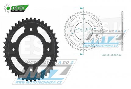 Rozeta ocelov (pevodnk) 1219-42zub ESJOT 50-15079-42 - Honda CBF125 / 09-14 + CBF125M