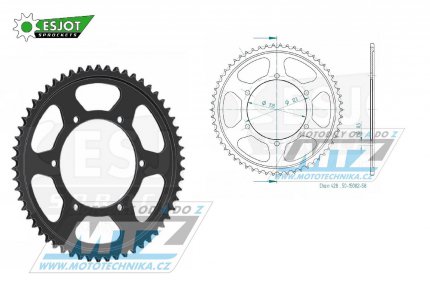 Rozeta ocelov (pevodnk) 0025-58zub ESJOT 50-15082-58 - Aprilia RS4 125 Replica / 11-13+RS4 125 / 13-17+Tuono 125 / 17-20+RS125 Replica / 17-22+RS125 / 21-23+Tuono 125 / 21-23 + Malaguti Monte Pro 125 / 19-20+RST 125 / 19-20 + Mondial Piega 125i