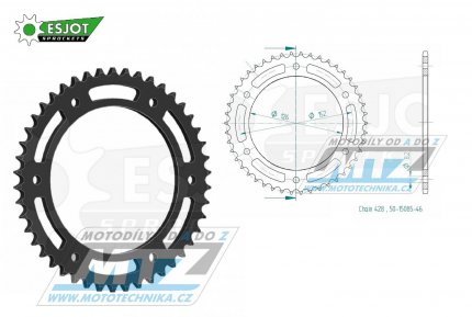 Rozeta ocelov (pevodnk) 15085-46zub ESJOT 50-15085-46 - Hyosung XRX125+AC125+RX125+SM125 / 07-14