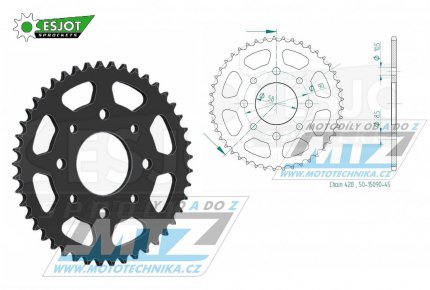 Rozeta ocelov (pevodnk) 1221-45zub ESJOT 50-15090-45 - Honda CBR125R / 11-17 + CB125F / 15-20 + CBR125+GLR125+GTR150