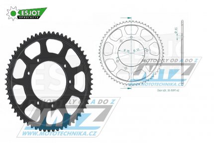 Rozeta ocelov (pevodnk) 15097-62zub ESJOT 50-15097-62 - Aprilia 125SX+125RX / 18-23 + Mondial 125 HPSi ABS CBS+125i Enduro SMX CBS / 17-21 + Zndapp 125ZXA Anventure+125ZXE Enduro+125ZXM Supermoto / 18-21