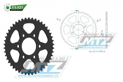 Rozeta ocelov (pevodnk) 15098-46zub ESJOT 50-15098-46 - Benelli 125TNTCBS / 17-21 + BN125 / 19-21 + KSR TW125SM+TW125X / 15-18