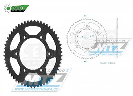 Rozeta ocelov (pevodnk) 15104-56zub ESJOT 50-15104-56 - Kawasaki Z125 / 18-23 + Ninja 125 / 19-23