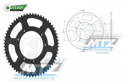 Rozeta ocelov (pevodnk) 15105-60zub ESJOT 50-15105-60 - Sherco SE50 Enduro (Factory) / 11-19 + SM50 / 07-12