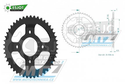 Rozeta ocelov (pevodnk) 15106-46zub ESJOT 50-15106-46 - Mash Black Seven 125 / 18-23 + Seventy Five 125 / 16-21 + Motron Revolver 125 / 22-25 + Orcal Astor 125 / 15-20 + Sirio 125+Sprint 125 / 19-23