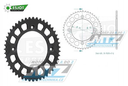 Rozeta ocelov (pevodnk) 0895-47zub ESJOT ULTRALIGHT 50-15203-47L Offroad (ern) - KTM 85SX / 03-24 + 105SX+XC85+XC105 + Husqvarna TC85 / 14-24 + Gas-Gas MC85