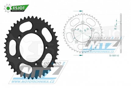 Rozeta ocelov (pevodnk) 18001-43zub ESJOT 50-18001-43 - SIMSON Schwalbe 50 / 70-23