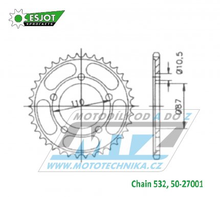 Rozeta ocelov (pevodnk) 27001-47zub ESJOT 50-27001-47 - Suzuki GSXR1100 / 86-88