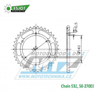 Rozeta ocelov (pevodnk) 27003-45zub ESJOT 50-27003-45 - Kawasaki ZX10 1000 Tomcat+ZX1000 B1-B3 Ninja / 88-90