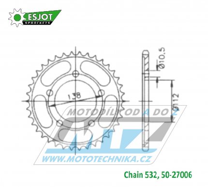 Rozeta ocelov (pevodnk) 27006-50zub ESJOT 50-27006-50 - Yamaha YZF600R6 / 99-02