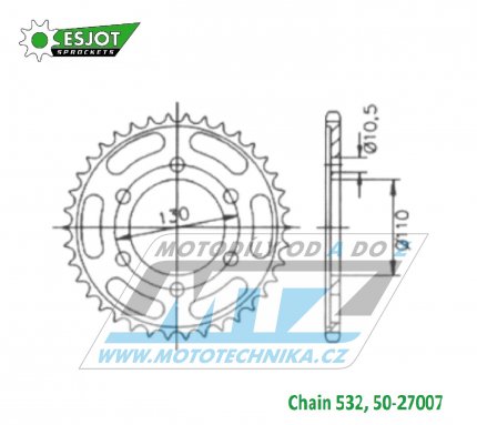 Rozeta ocelov (pevodnk) 27007-48zub ESJOT 50-27007-48 - Yamaha YZF600R6 / 03-05