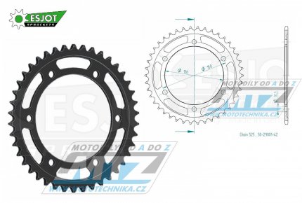 Rozeta ocelov (pevodnk) 0300-42zub ESJOT 50-29001-42 - Yamaha TRX850 / 96-00 + TDM900 / 02-13 + TDM900A ABS / 05-13 + FZ8N / 10-15 + FZ8S / 10-15 + Honda XL600V / 87-00 + XL700V / 08-13 + Honda XL650V Transalp / 01-07 + Honda XRV650 Africa Twin /