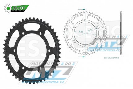 Rozeta ocelov (pevodnk) 0300-48zub ESJOT 50-29001-48 - Yamaha TRX850 / 96-00 + TDM900 / 02-13 + TDM900A ABS / 05-13 + FZ8N / 10-15 + FZ8S / 10-15 + Honda XL600V / 87-00 + XL700V / 08-13 + Honda XL650V Transalp / 01-07 + Honda XRV650 Africa Twin /