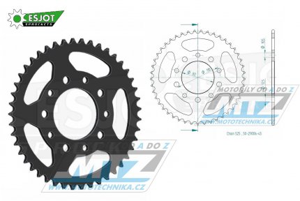 Rozeta ocelov (pevodnk) 1332-45zub ESJOT 50-29006-45 - Honda CB1 + CB350SG + CB450SG + CB500 + CB750 + CBR400 + CMX450 Rebel + GB500 Clubman + VT600C Shadow + XBR500 + XRV750 Africa Twin + Triumph 800 America + 800 Speedmaster + 865 America + 865