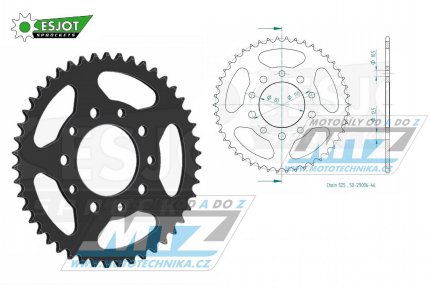 Rozeta ocelov (pevodnk) 1332-46zub ESJOT 50-29006-46 - Honda CB1 + CB350SG + CB450SG + CB500 + CB750 + CBR400 + CMX450 Rebel + GB500 Clubman + VT600C Shadow + XBR500 + XRV750 Africa Twin + Triumph 800 America + 800 Speedmaster + 865 America + 865