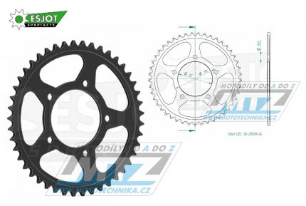 Rozeta ocelov (pevodnk) 0807-45zub ESJOT 50-29008-45 - Suzuki GSF400 Bandit + GSF650 Bandit + GSX650F + GSX-R400 R + SV650 + RF400