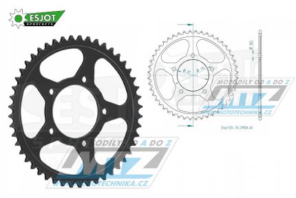 Rozeta ocelov (pevodnk) 0807-48zub ESJOT 50-29008-48 - Suzuki GSF400 Bandit + GSF650 Bandit + GSX650F + GSX-R400 R + SV650 + RF400