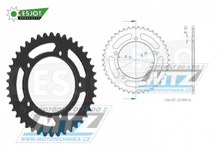 Rozeta ocelov (pevodnk) 1314-42zub ESJOT 50-29013-42 - Honda CBR400RR + CBR400 Gull-Arm