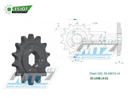 Koleko etzov (pastorek) 1448-14zub ESJOT 50-29015-14 - Suzuki DR650SE + XF650 Freewind + DR800 Big