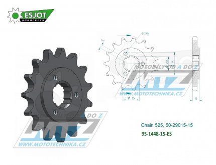 Koleko etzov (pastorek) 1448-15zub ESJOT 50-29015-15 - Suzuki DR650SE + XF650 Freewind + DR800 Big