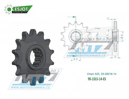 Koleko etzov (pastorek) 1515-14zub ESJOT 50-29016-14 - Kawasaki ZRX400 + ZX6R Ninja