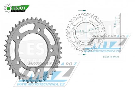 Rozeta ocelov (pevodnk) 1304-41zub ESJOT 50-29016-41 - Honda CBF500 + CB600F Hornet + CBF600 + CBR600 + CB650R + CBR900RR Fire Blade + VT750C Shadow + XL1000V Varadero