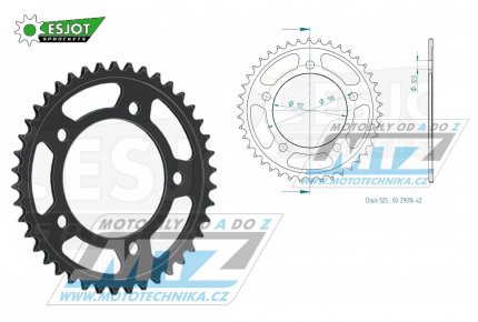 Rozeta ocelov (pevodnk) 1304-42zub ESJOT 50-29016-42 - Honda CBF500 + CB600F Hornet + CBF600 + CBR600 + CB650R + CBR900RR Fire Blade + VT750C Shadow + XL1000V Varadero