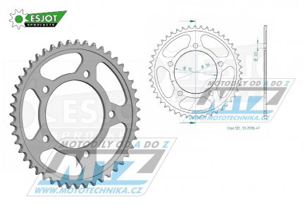 Rozeta ocelov (pevodnk) 1304-47zub ESJOT 50-29016-47 - Honda CBF500 + CB600F Hornet + CBF600 + CBR600 + CB650R + CBR900RR Fire Blade + VT750C Shadow + XL1000V Varadero