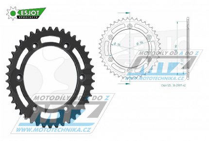 Rozeta ocelov (pevodnk) 1791-42zub ESJOT 50-29017-42 - Suzuki DR650 / 96-18 + DR650SE  / 96-22 + XF650 Freewind / 97-02