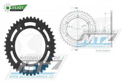 Rozeta ocelov (pevodnk) 1791-43zub ESJOT 50-29017-43 - Suzuki DR650 / 96-18 + DR650SE / 96-22 + XF650 Freewind / 97-02