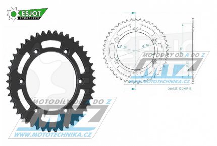 Rozeta ocelov (pevodnk) 1791-45zub ESJOT 50-29017-45 - Suzuki DR650 / 96-18 + DR650SE  / 96-22 + XF650 Freewind / 97-02