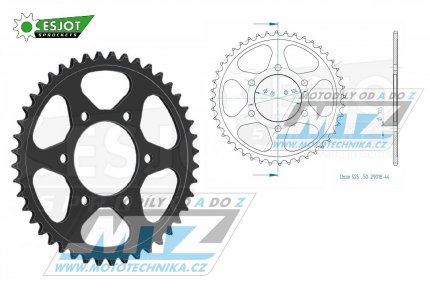 Rozeta ocelov (pevodnk) 1489-44zub ESJOT 50-29018-44 - Kawasaki KLZ1000 Versys + Z900+Z900RS + Z1000+Z1000SX+ZR1000+Z1000H2 + ZX6R Ninja+ZX7R Ninja+ZX9R Ninja+ZX10R Ninja + ZX1000 Ninja + ZZR600+ZX600