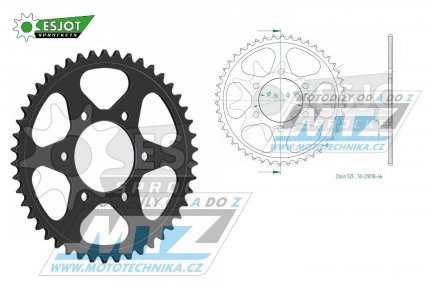 Rozeta ocelov (pevodnk) 1489-46zub ESJOT 50-29018-46 - Kawasaki KLZ1000 Versys + Z900+Z900RS + Z1000+Z1000SX+ZR1000+Z1000H2 + ZX6R Ninja+ZX7R Ninja+ZX9R Ninja+ZX10R Ninja + ZX1000 Ninja + ZZR600+ZX600