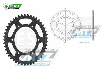 Rozeta ocelov (pevodnk) 0498-45zub ESJOT 50-29019-45 - Kawasaki ZR7+ZR7S + ZX6R Ninja + ZR750 Zephyr + W650 + Suzuki GSXR750 + GSXR600